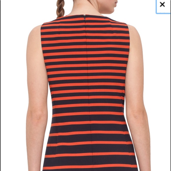 Akris Punto Sleevless Navy & Rust Stripe Dress - Picture 3 of 8